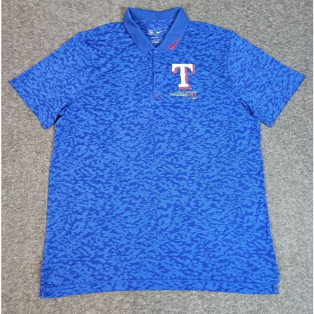 Nike Dri-Fit Texas Rangers Mens Golf MLB Baseball Polo Shirt Size XL Blue Rare